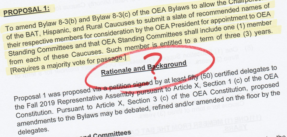 OEA’s RA: Questions about Proposal 1